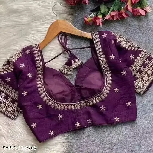 Women's Purple Embroidered Designer Blouse