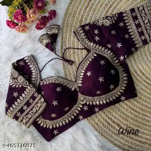 Women's Purple Embroidered Designer Blouse