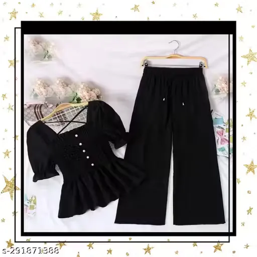 Black top with black pants set)